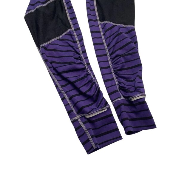 Athleta Purple Striped Ruched Reflective Yoga Gym Legging Jogger Womens Size S - Picture 6 of 10